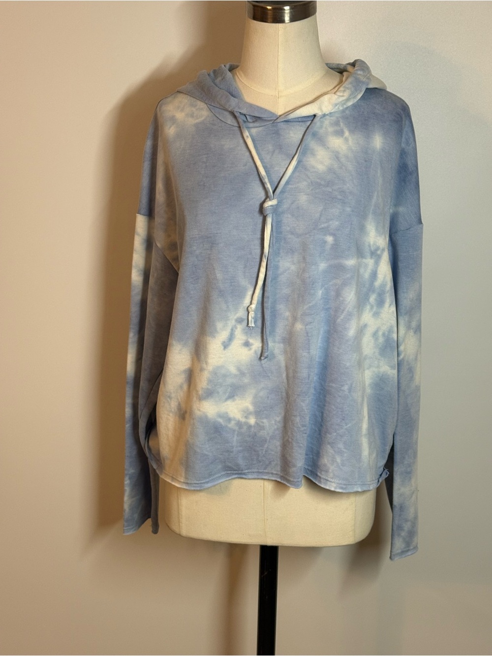 Altar'd State Light Blue Tie-Dye Scoop Hooded Sweater